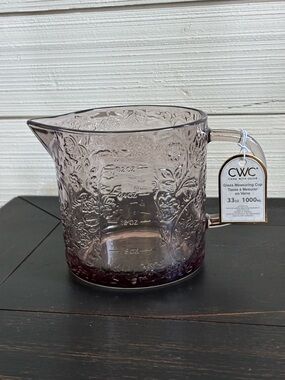 CWC Cook With Color Glass Measuring Cup 33oz ~ 4 Cups Brown Floral NEW